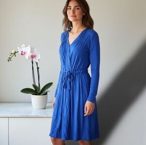 👗Jones New York Knee Length Dress Long Sleeve and Tie Waist